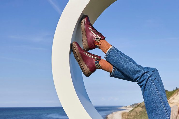 Rieker šněrovací kotník s membránou vino/orange-multi N1305-35