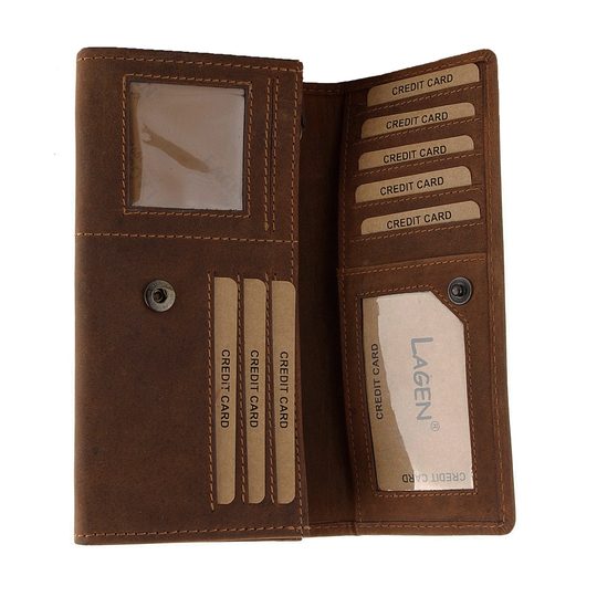 Lagen dámská peněženka ze zabroušené kůže hnědá 66-102