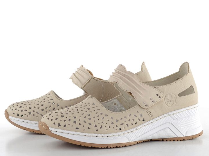 Rieker poltopánky s pásikom a klinom béžové N4382-60