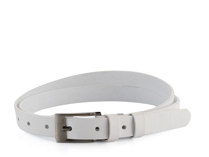 Dámský kožený opasek bílý s leštěnou sponou 183-00