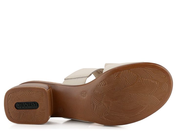 Remonte krémové mašličkové šľapky na podpätku R8759-60