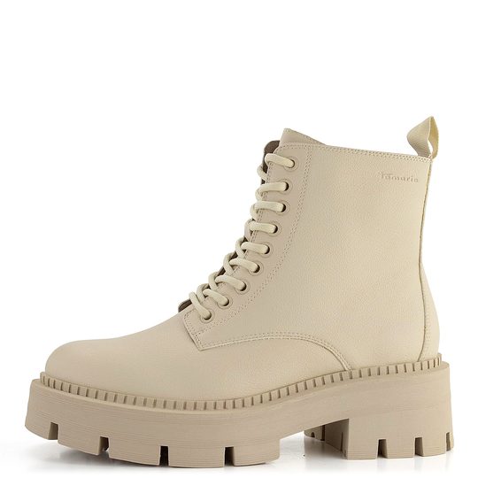 Tamaris šněrovací kotník na hrubé podešvi Beige 1-25286-41