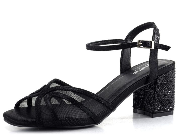 Menbur společenské sandály se zdobeným podpatkem Negro 25796