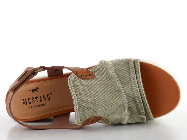 Mustang sandály na platformě s klínkem jeansgruen 1459-804-716
