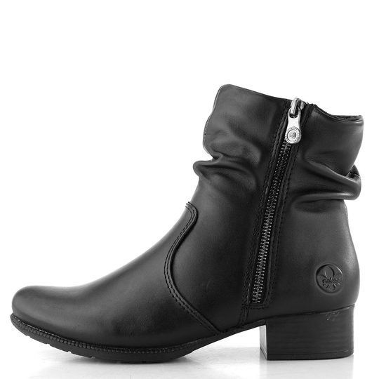 Rieker řasený zipový kotník černý 78656-00
