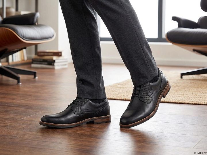 Rieker pánske elegantné poltopánky čierne 13523-00