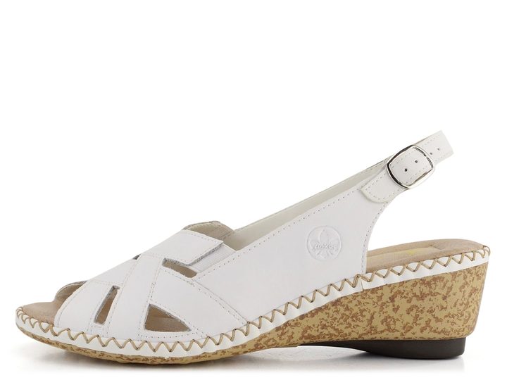 Rieker biele sandále na kline 66189-80