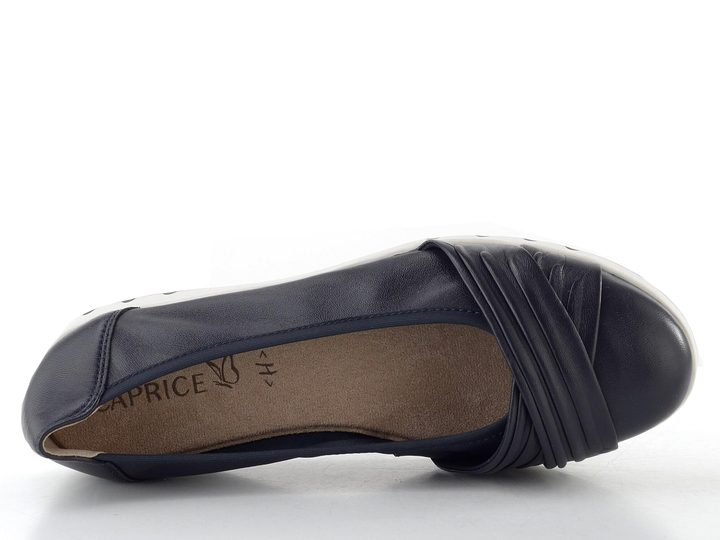 Caprice širší kožené baleríny ocean nappa 9-22118-44