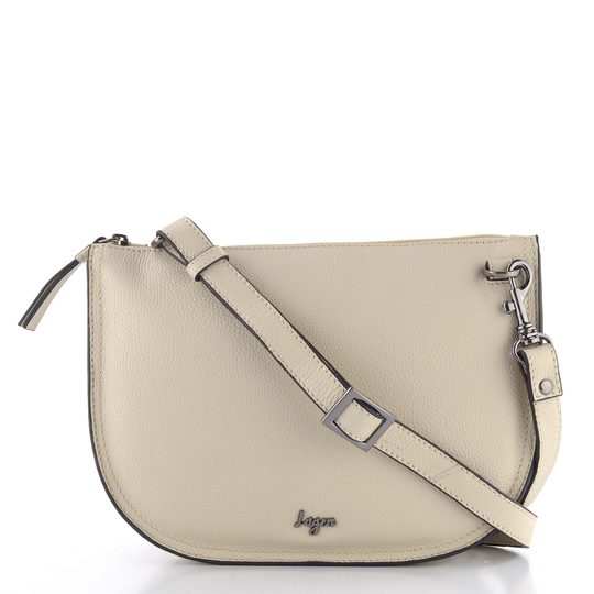 Dámská oblá kožená kabelka Off White LG 199