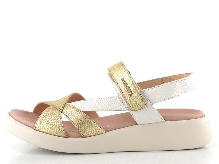 Wonders sandály na suchý zip platino/off C-6552