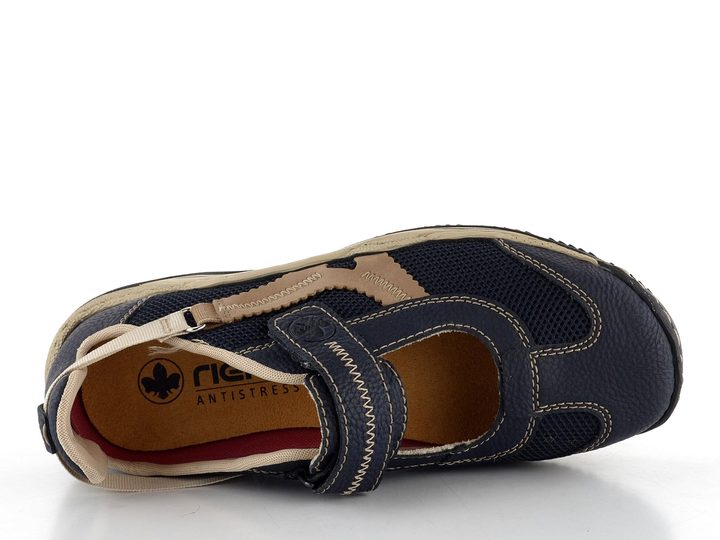 Rieker otvorené poltopánky na suchý zips modré L0575-14