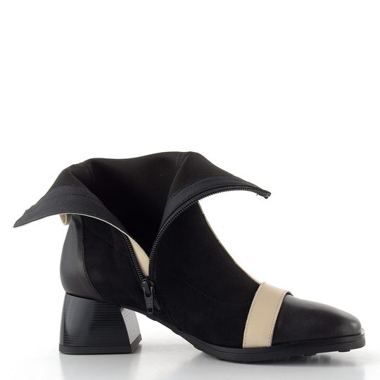 Hispanitas strečový zipový kotník na podpatku Marsella black/cream BHI254219