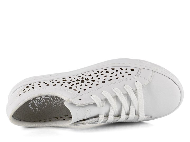 Rieker biele sneakers tenisky s vypaľovaným vzorom L8831-80