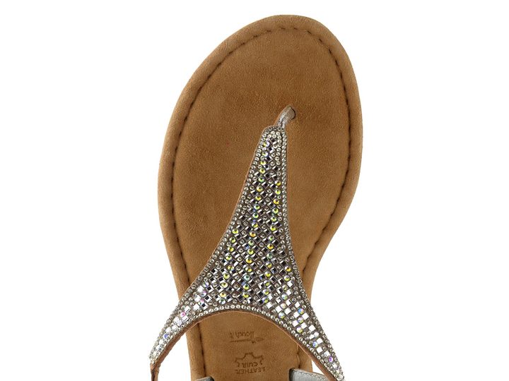 Tamaris metalické kožené sandály/žabky silver glam 1-28132-44