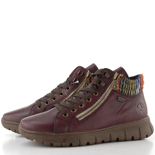 Rieker šněrovací kotník s membránou vino/orange-multi N1305-35