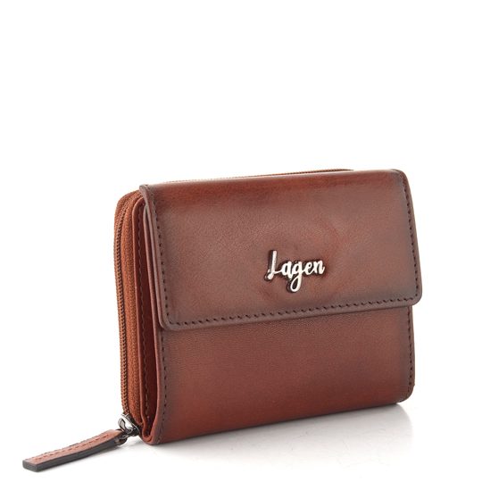 Dámska kožená peňaženka so zipsovým vreckom cognac LGW 003 D