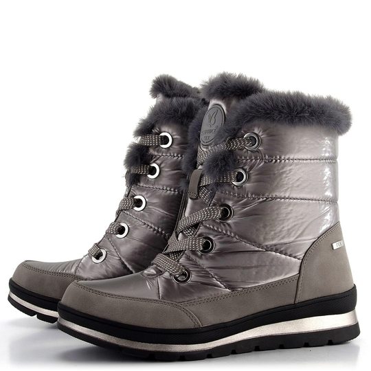 Caprice vyteplená šnurovacia členková obuv Taupe Comb 9-26226-41