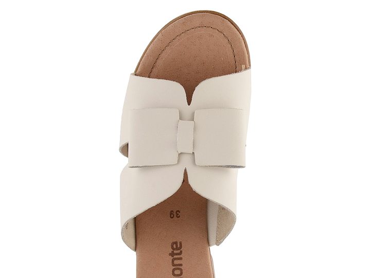 Remonte krémové mašličkové šľapky na podpätku R8759-60