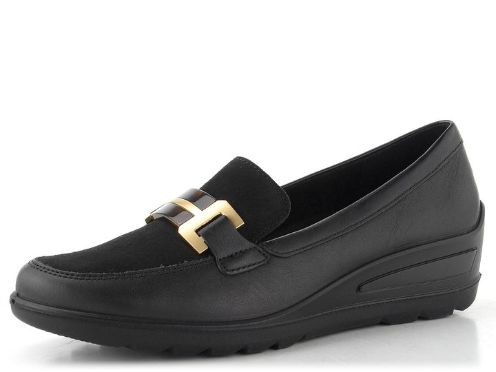 Ara širší polobotky na klínu Zürich Black 12-50609-01