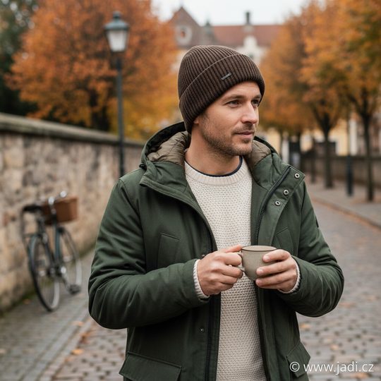 Bugatti oboustranná pánská pletená čepice tmavě hnědá/světle hnědá 629313-870