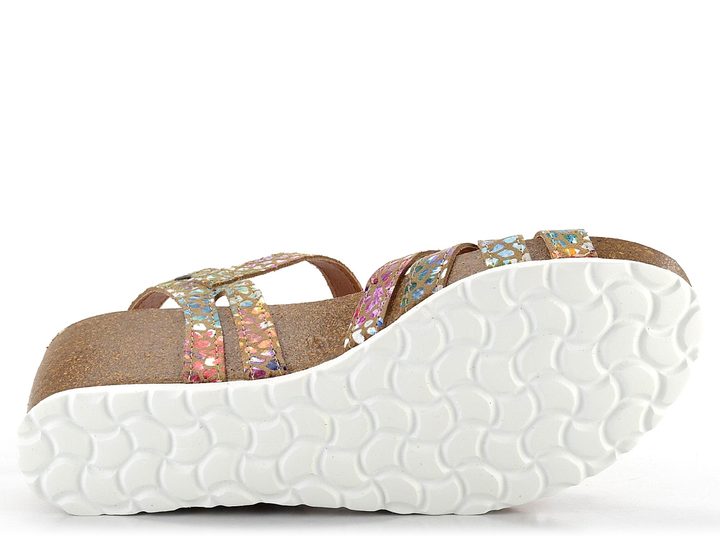 BIO Life kožené sandály na klínu béžové/barevné 1715.24/440