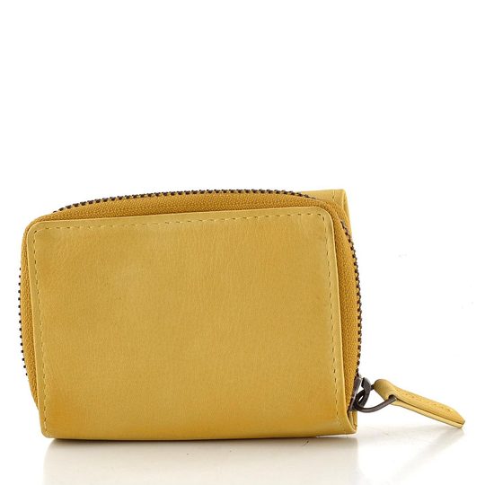 Kožená peněženka se šikmou kapsou žlutá HB-10/18