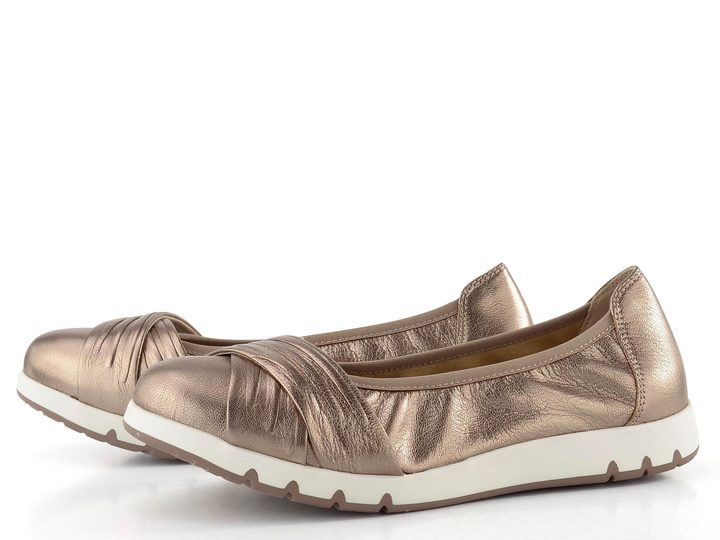 Caprice širší metalické baleríny taupe 9-22118-44
