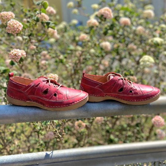 Josef Seibel červené prořezávané polobotky 59706258