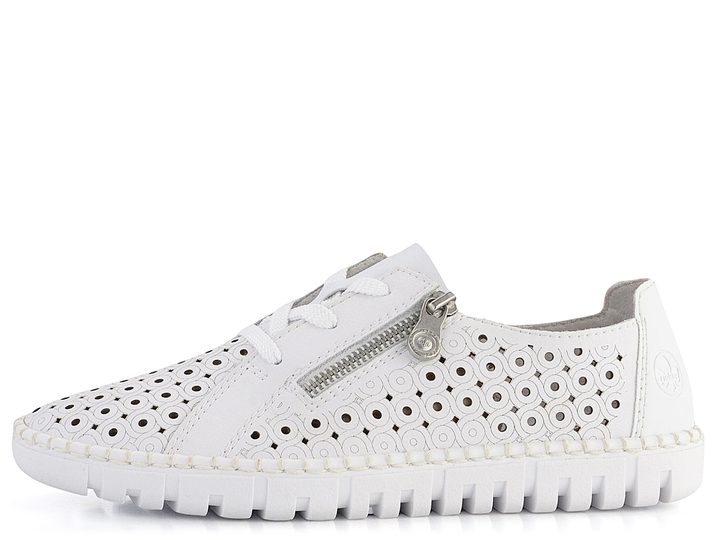 Rieker biele poltopánky s prerezávaným vzorom M2300-80