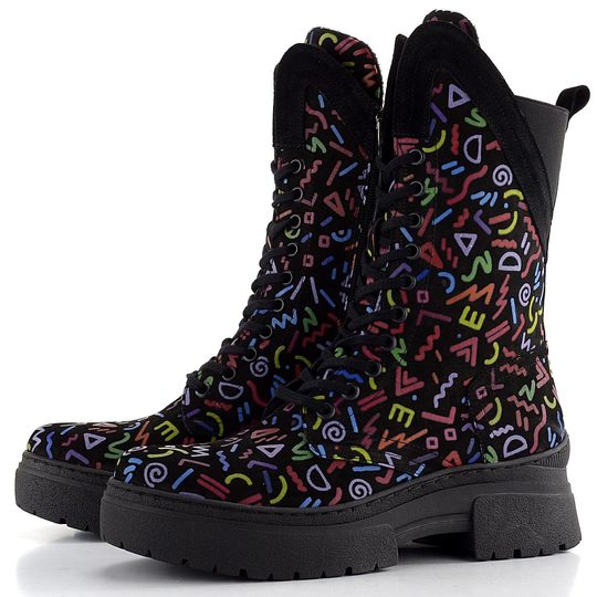 Barton vyšší kotník černý s barevným potiskem 24-2522