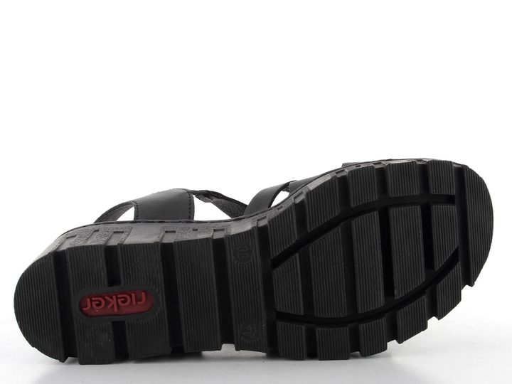 Rieker sandály na platformě s klínkem černé 68063-00