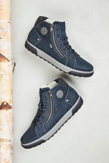 Rieker modrá členková obuv s membránou a postranným zipsom 38920-14