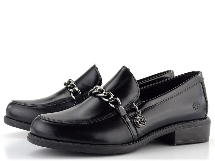 Remonte černé polobotky na podpatku D0F03-01