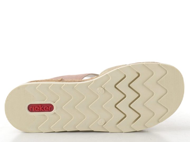 Rieker sandály na platformě s klínkem nude/silver/rosa/muschel  V7951-90