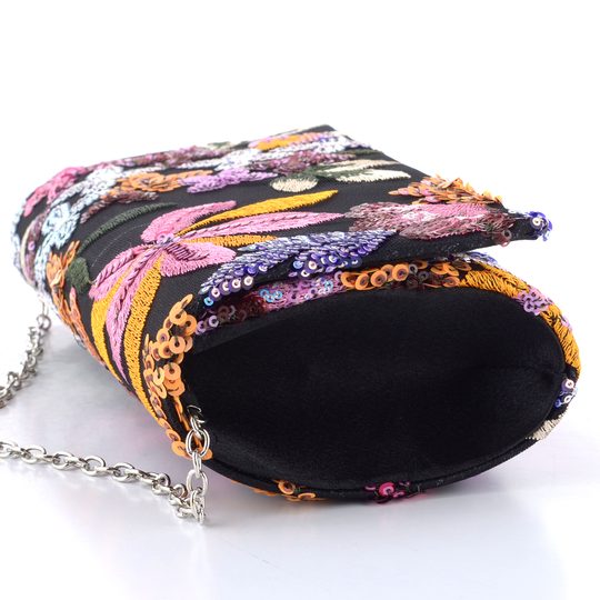 Bulaggi barevné společenské psaníčko s flitry Flower black BU32-26386