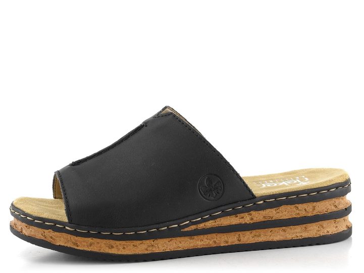 Rieker černé pantofle na klínku 629M9-00