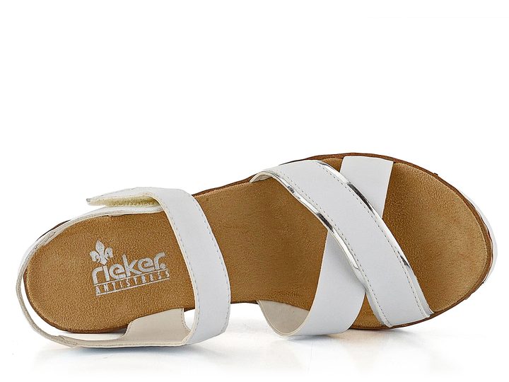 Rieker biele páskové sandále s klinom V38G9-80