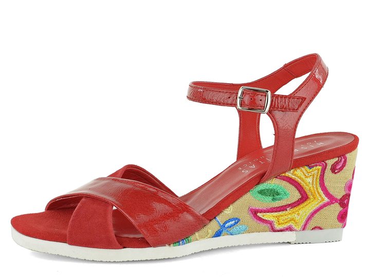Hispanitas sandále červené s farebným klinom Celia HV98964