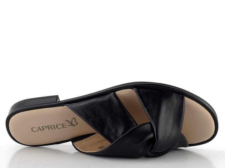 Caprice černé kožené pantofle 9-27100-42