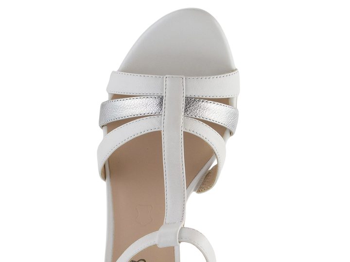 Caprice kožené sandály na podpatku White/Silver 9-28308-42