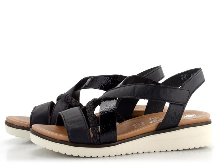 Rieker čierne pásikové sandále V3773-00