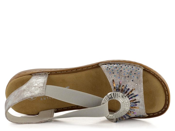 Rieker metalické sandále s gumičkou Rose-Metallic 60880-90