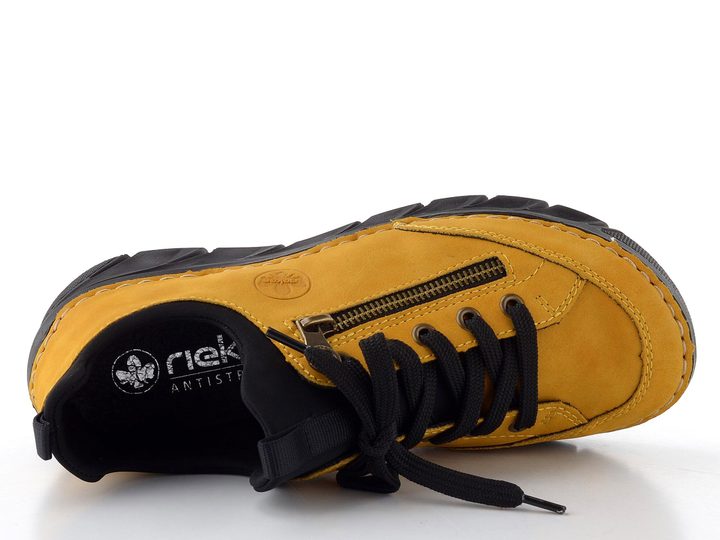 Rieker žlté šnurovacie dámske poltopánky 55073-68