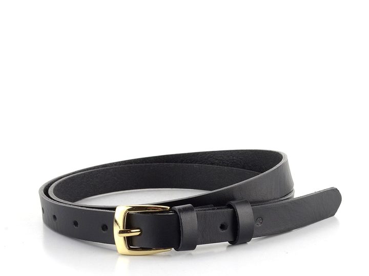 Dámský kožený opasek černý se sponou ve zlaté barvě 202Z-63