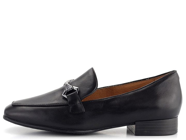 Caprice elegantní černé kožené mokasíny 9-24201-41