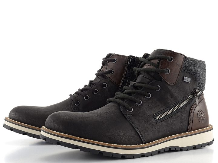 Rieker pánska šnurovacia členková obuv s membránou čierno-šedá 38441-01