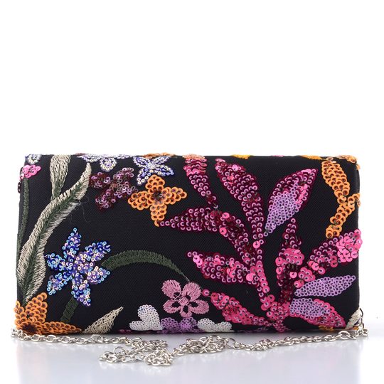 Bulaggi barevné společenské psaníčko s flitry Flower black BU32-26386