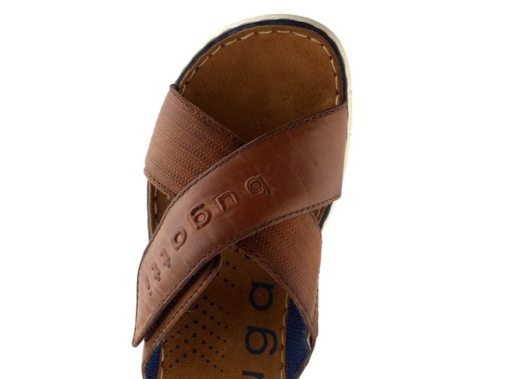 Bugatti hnedé pánske krížené šľapky so suchým zipsom 311-A3282-3500