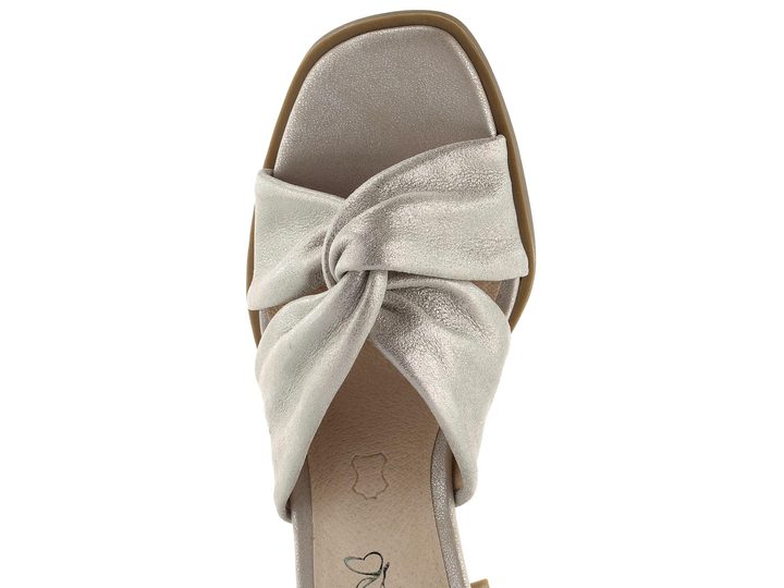 Caprice kožené šľapky na podpätku Stone Metallic 9-27204-20