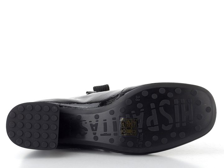 Hispanitas lakovaný šněrovací kotník na podpatku Varsovia black HI265052